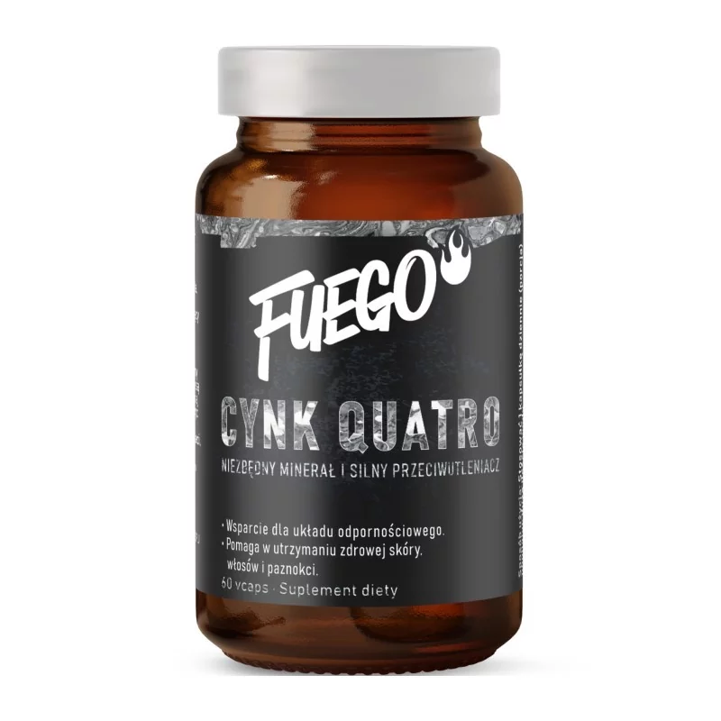 Цинк комплекс 4 форми (веганська капсула HPMC) FUEGO Zinc Quatro 15 mg 60 капсул